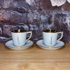 Bauscher Weiden Gold Gild Demitasse Espresso Cups & Saucers Set Bavaria Germany